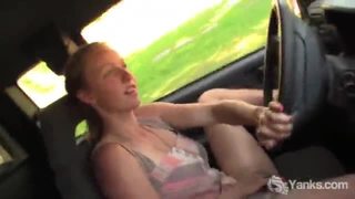 Yanks babe aden rose cums in the car