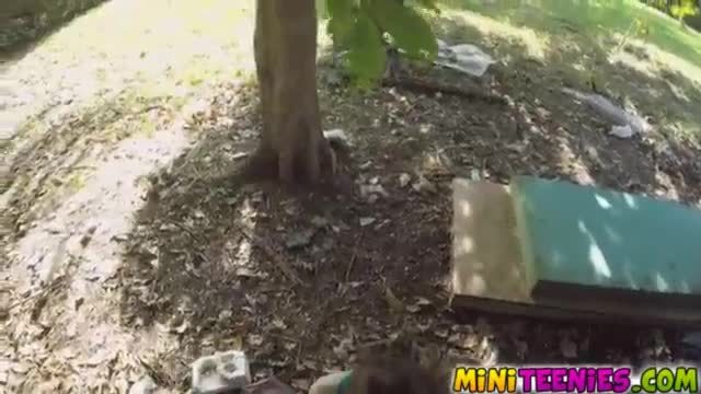 Molly jane fucked dick behind bushes