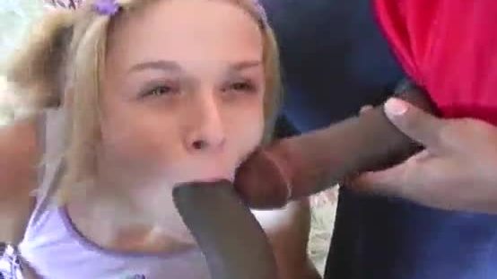 Pigtailed teen wants gangbang with big black cock