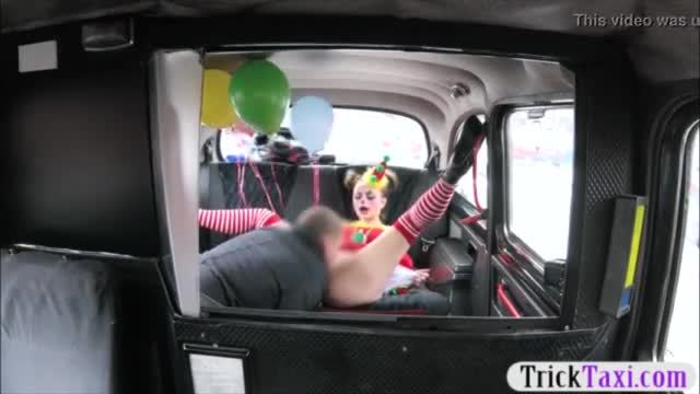 Gal in clown costume fucked by the driver for free fare